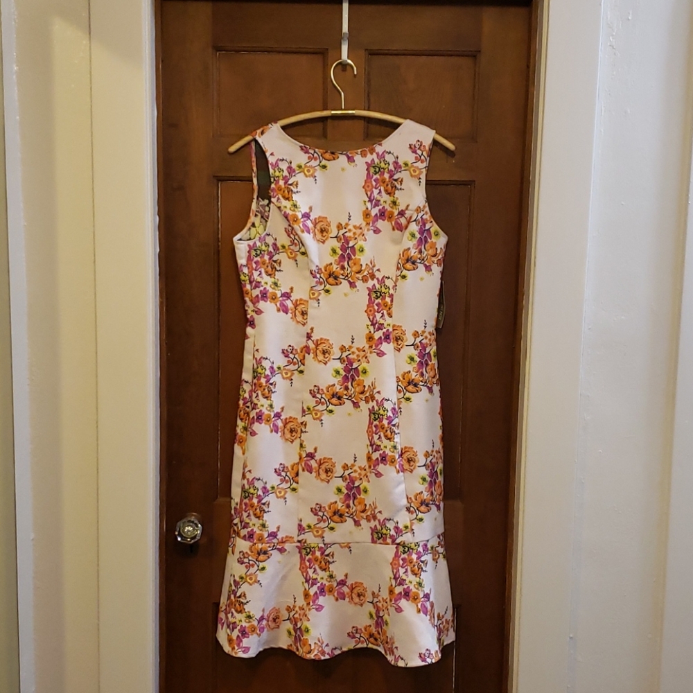 New York & Company White Floral Midi Dress